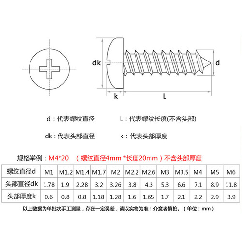 PA black self-tapping screws Cross round head screws small screws carbon steel pan head self-tapping wholesale M1M2M3