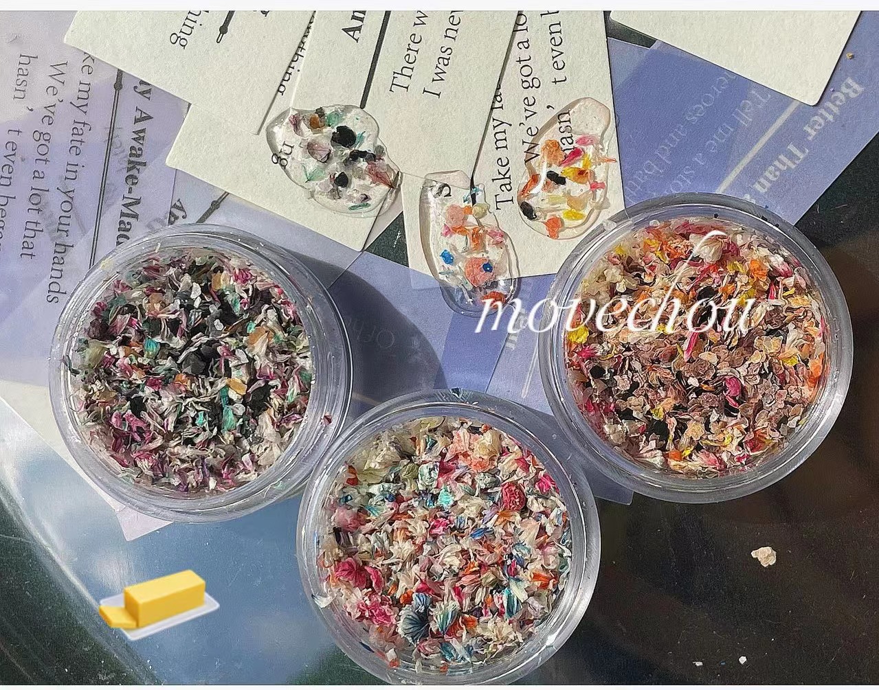 Korean Style ins Niche Fire Paint Manicure High-end Atmosphere Terrazzo Material Glue Flat Replacement Dried Flower Rock Piece Jewelry