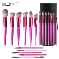 跨境亞馬遜amazon專供18支玫紅色化妝刷套裝高品質散粉刷眼影刷