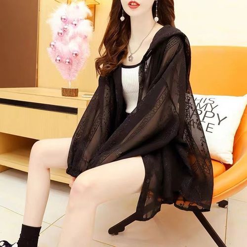 Summer anti-UV sun protection clothing for women, super fairy style cardigan, thin lace hollow jacket, air-conditioning shirt