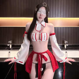 情趣内衣性感日系漏乳巫女女仆制服套装纯欲少妇cos扮演诱惑和服