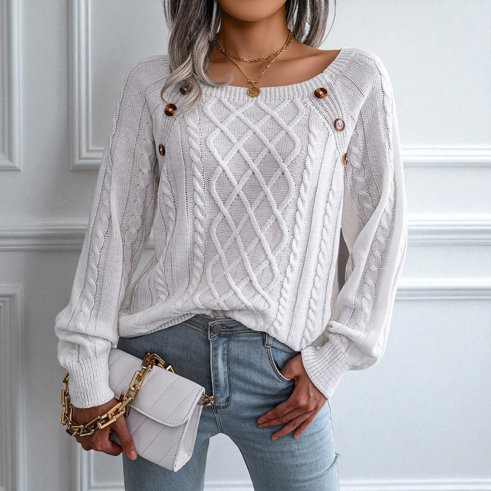 Amazon Cross-Border Long-Sleeved Sweater Women's Autumn and Winter Elegant Top Knitted Pullover European and American Style Ozon Women's New Style