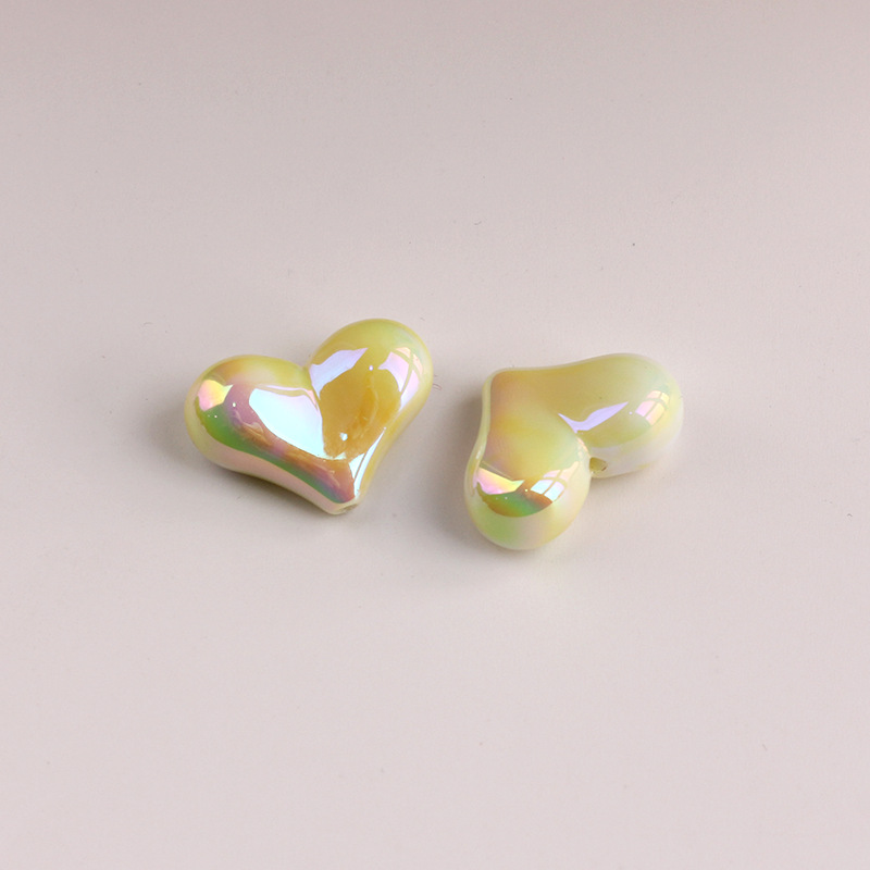 2g Weight Beads Jewelry Making Type DIY Ornament Accessories Classification 1 Piece Quantity Acrylic Material Heart Shape Pattern All Seasons Season Plating Design Sweet Style 1 Piece Acrylic Heart Shape Beads DIY Ornament Accessories 6