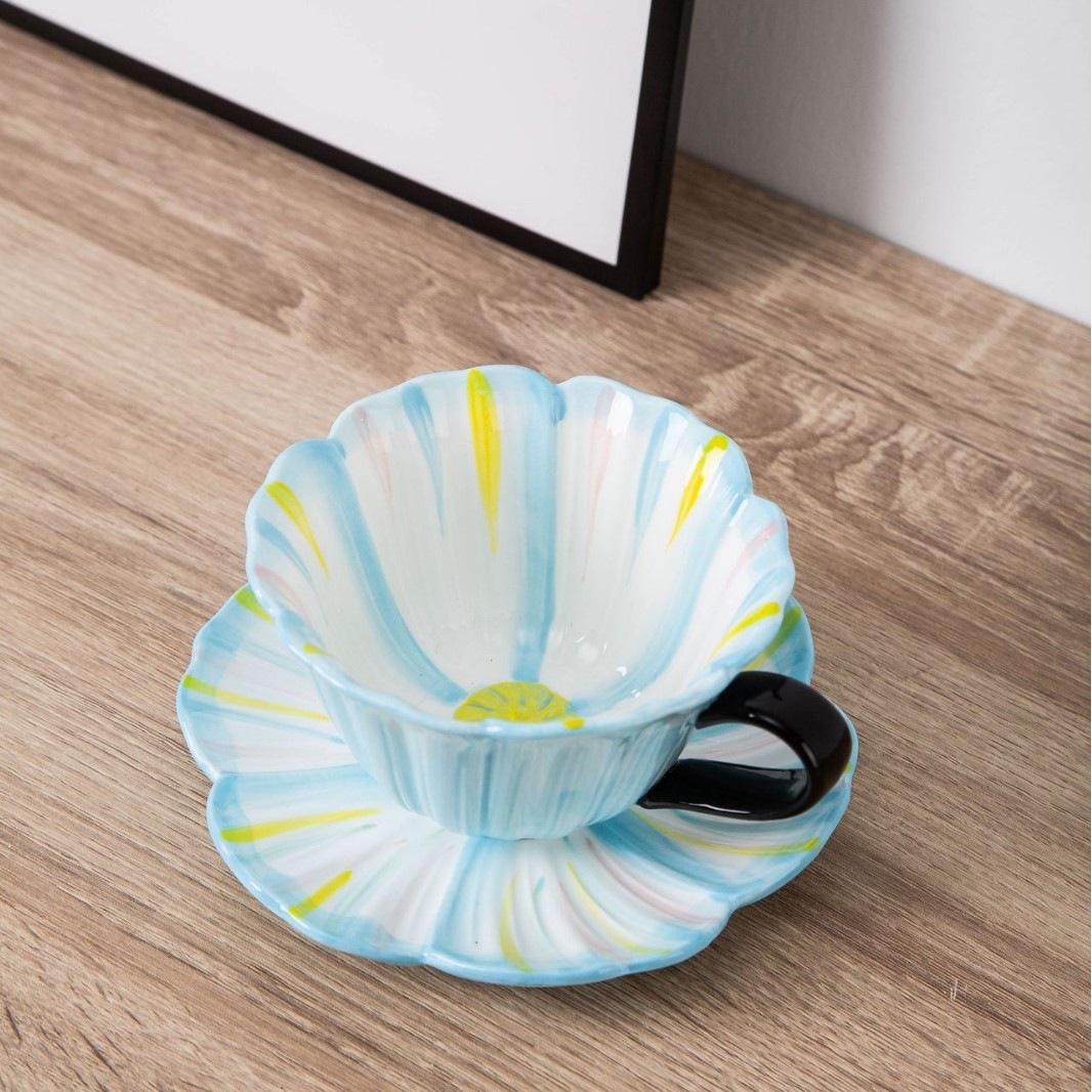 Tazas de café de cerámica transfronteriza, platos, flores pintadas a mano, nuevas tazas de leche de té de la tarde de estilo chino, nuevas redes populares image 16