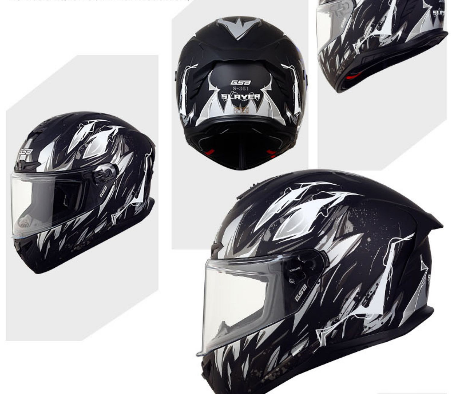 GSB361GT Motorcycle Helmet Full Face Men Women Fluorescent Black Pearl White
