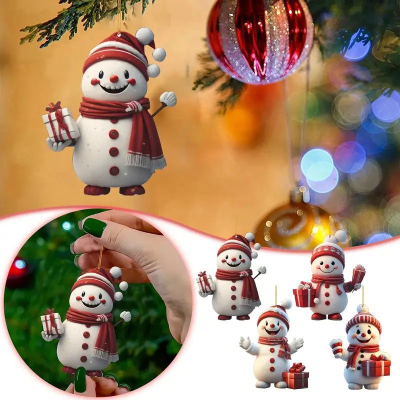 Cross-border acrílico encantador dibujos animados de nieve colgante decoración del árbol de Navidad colgante espejo retrovisor del automóvil