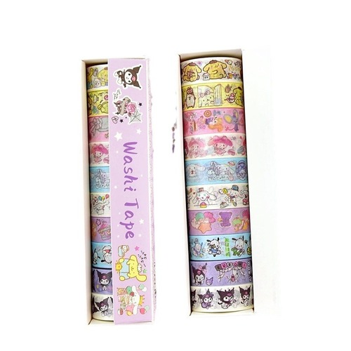 Cartoon Sanrio 10-roll Washi Tape Handbook Material Decoration Sticker Tape Sticker Graffiti Decoration DIY
