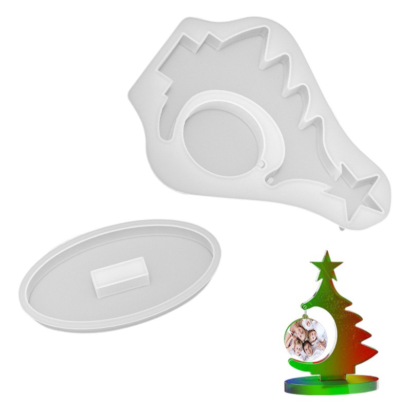 Cruz frontera Navidad DIY resina epoxi decoración molde de silicona estrella árbol de Navidad yeso molde de silicona espejo