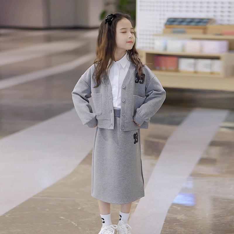 Girls' suit Skirt Spring 2025 New Korean Style Foreign Style Children's Coat Skirt Trendy Three-Piece Set for Baby Girls