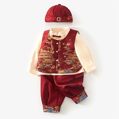 赤ちゃんは満1歳で周唐服の赤ちゃんをつかみます。
