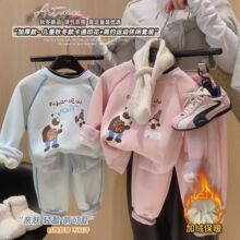 儿童双领加厚卫衣套装2025两件套女童秋冬韩版童装