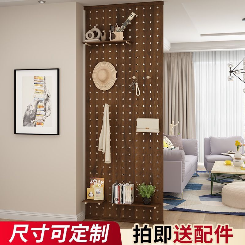 Solid Wood Screen Partition with Perforated Board, Vertical Screen Partition, Office Entrance Wall Panel, Living Room Wardrobe Panel, Storage Rack, Factory
