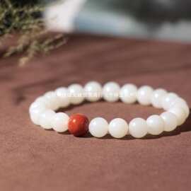 玉之和新疆且末米达料羊脂白玉圆珠手串正宗米达单圈手链玉石珠串