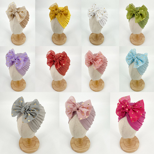 baby hat European and American summer children's cute bow hat infant boneless fetal hat baby thin hat