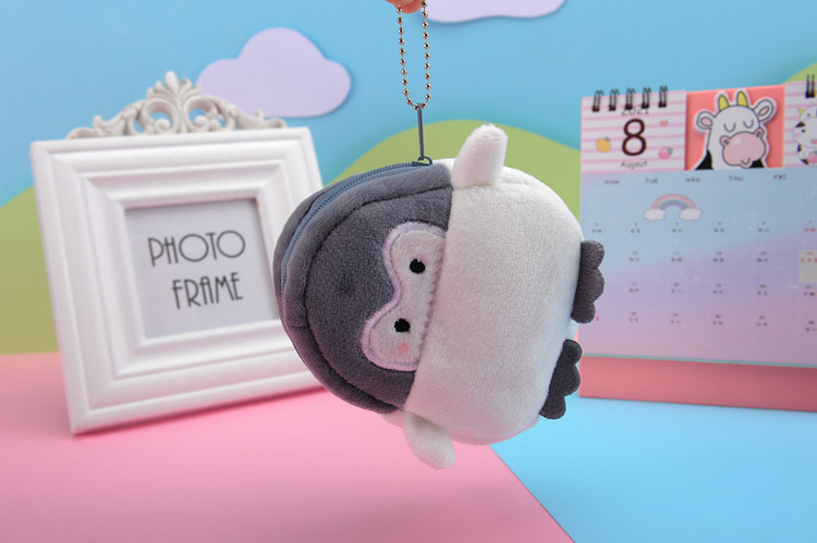 Cute Style Square Shape Unisex Plush Animal Cute Square Zipper Coin Purse