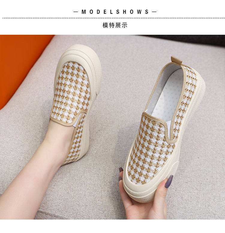 Giày lười nữ vải bạt mũi tròn đế bằng thời trang Hàn Quốc — T04 [Màu cà phê] Phiên bản nâng cấp, T04 [Pink] Phiên bản nâng cấp, T04 [Đen] Phiên bản nâng cấp chi tiết 8