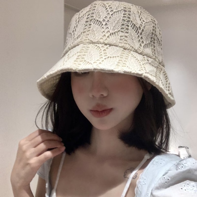 夏用の蕾漁師帽子、折りたたみ式アウトドアプレイ、中空ニット盆地帽子、日本と韓国の甘くて多用途の薄い日焼け止め帽子|undefined