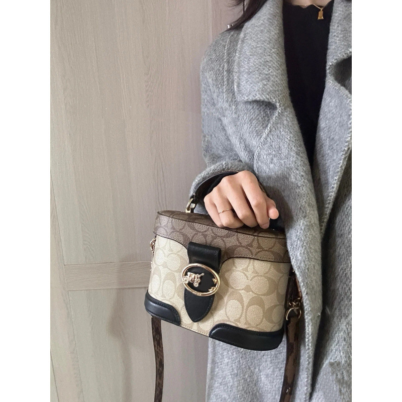 Coach C's New Women's Bag Georgie Satchel Cosmetic Bag Kay Classic Box Bag Single Shoulder Crossbody Small Square Bag