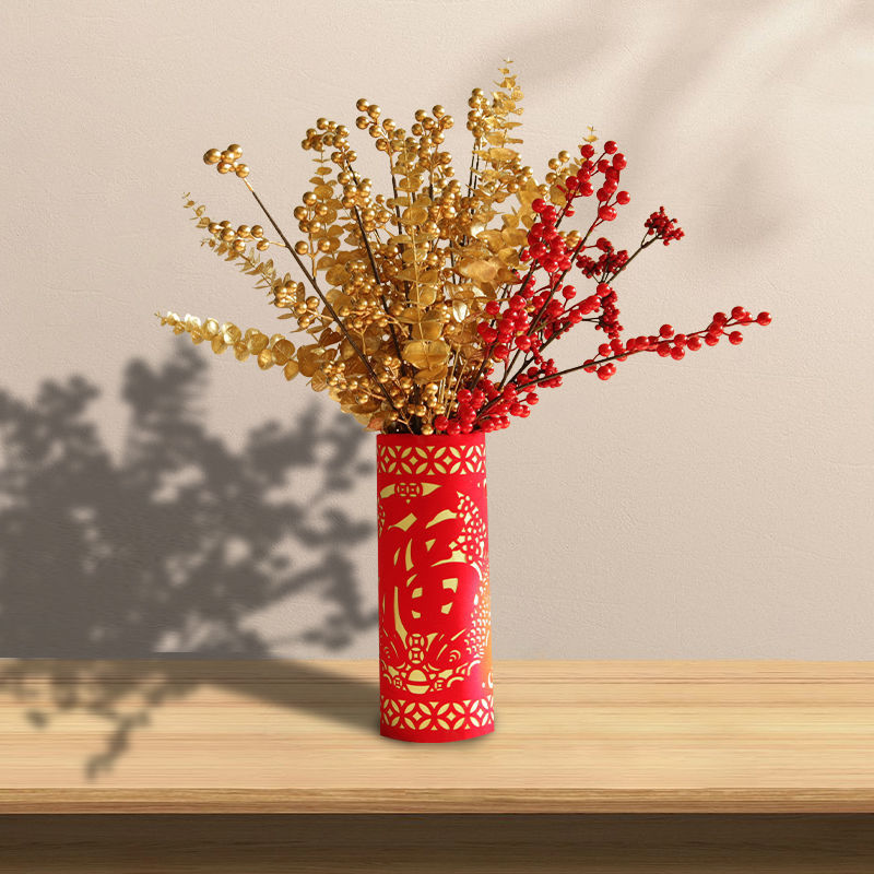 new year scene arrangement paper-cut Showcase simulation Firecracker wooden  Decoration The Lunar New Year Can not charge 2021 year
