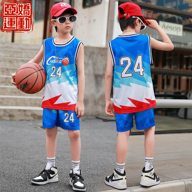 Children's Vest No. 24 Basketball Uniform Suit for Boys and Girls Primary School Students Training Jersey Group Purchase Trendy Kindergarten Sportswear