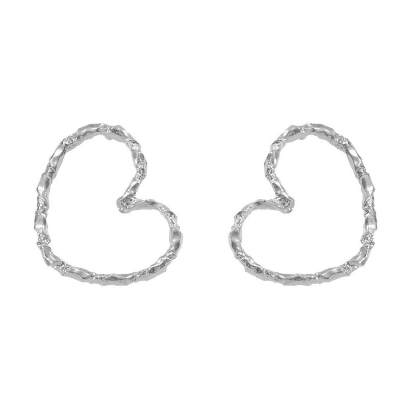 Серьги и ожерелье (ZAA) металлическое асимметричное сердце, золото/серебро, шнур-чокер