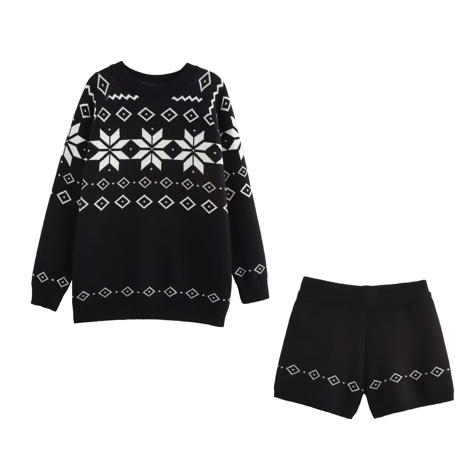 Myst&Za Spring fashionable retro knitted sweater with a round collar