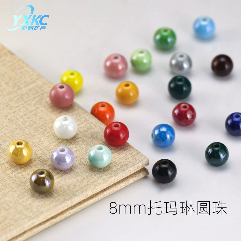 Красочные керамические бусины, турмалиновые бусины, 8 мм, круглые бусины из турмалина, ювелирные изделия своими руками, браслет, ожерелье со свободными бусинами