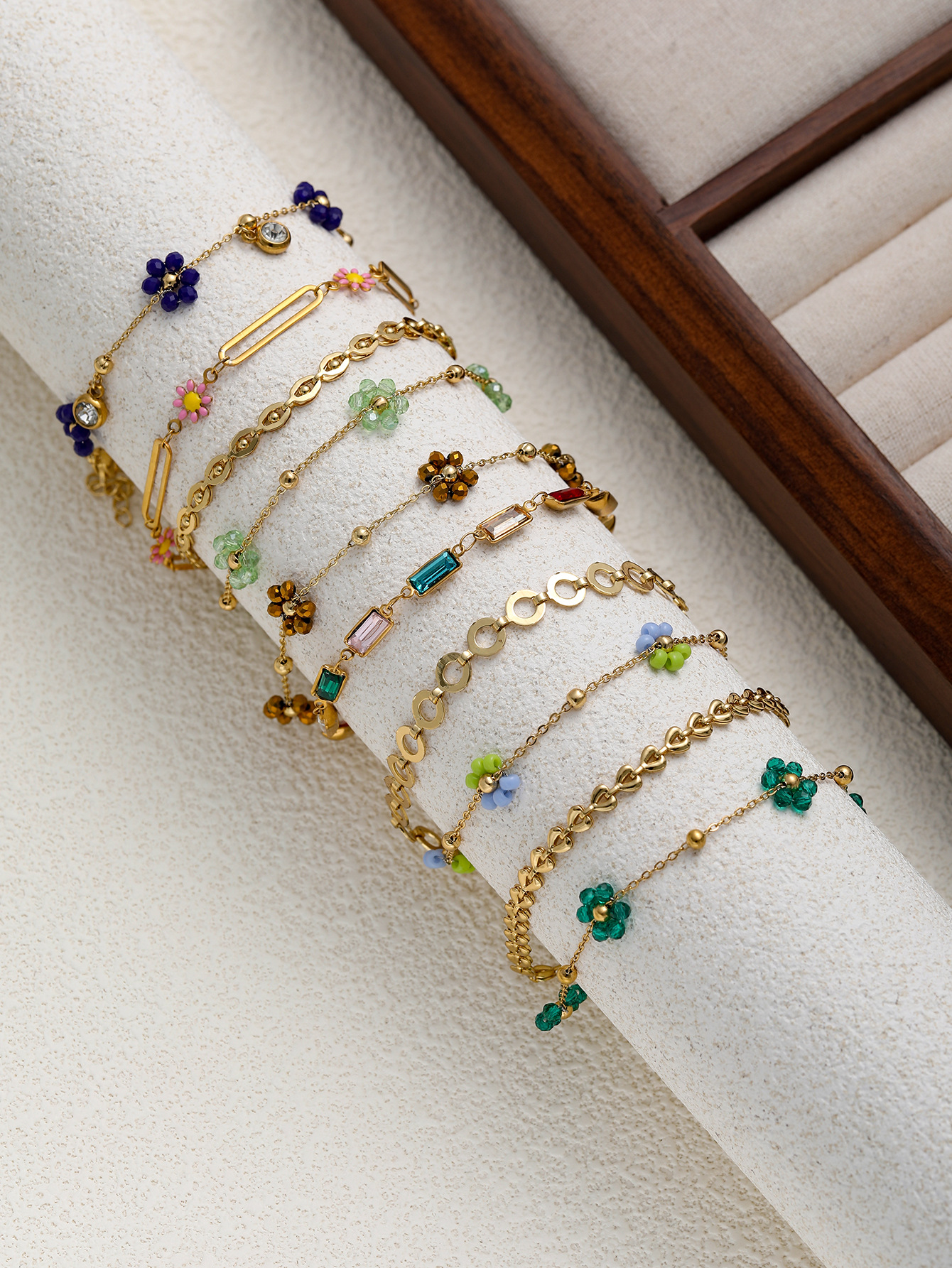 Flower Pattern Retro Simple Style Flower Titanium Steel Bracelets In Bulk