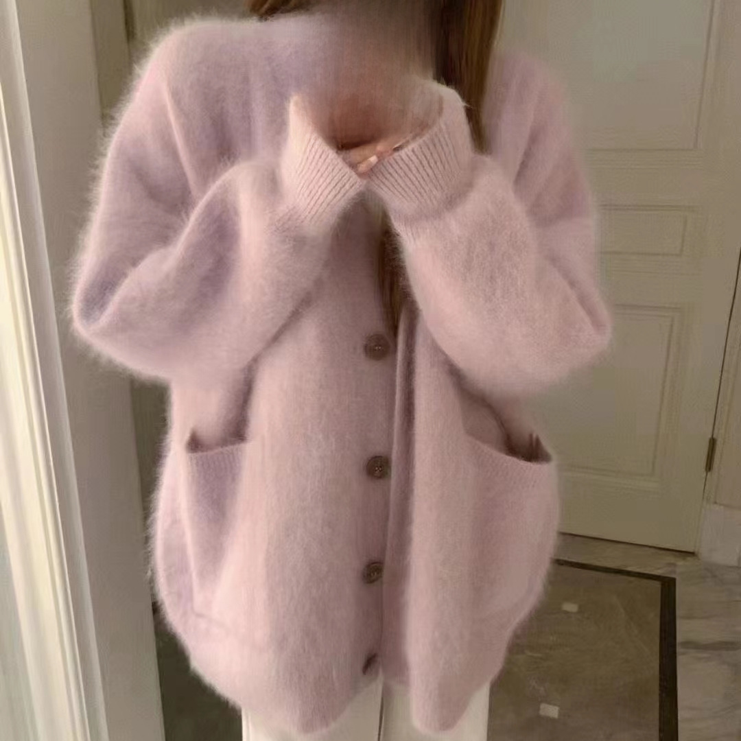 게으른 스타일 포도주 가디건 스웨터 재킷 느슨한 올매치 새로운 가을과 겨울 우아한 부드러운 스웨터 탑