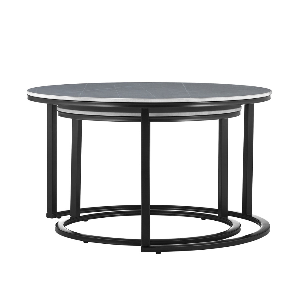 Mesa de té de plástico de MDF de lujo ligero de alto nivel de tamaño redondo mesa de café de vidrio templado mesa de café