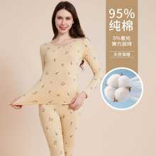保暖内衣女士套装纯棉印花卡通秋冬薄款打底线衣线裤全棉秋衣秋裤