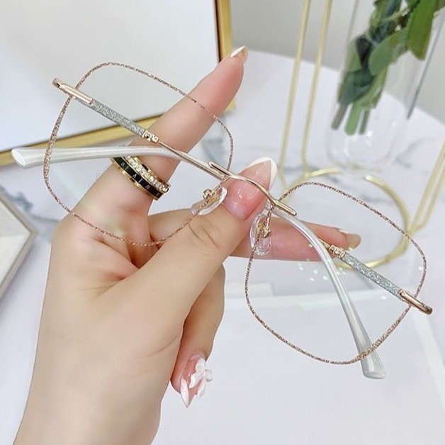 Ladies polvo brillante con una cara llena de gafas de estrellas celestiales con grados de gafas de presbyopia de marco grande para mostrar la cara pequeñas gafas de presbyopia anti-luz azul