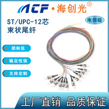 ST/UPC 12芯束狀0.9mm尾纖 1.5M單模光纖跳線 陶瓷插芯 電信級