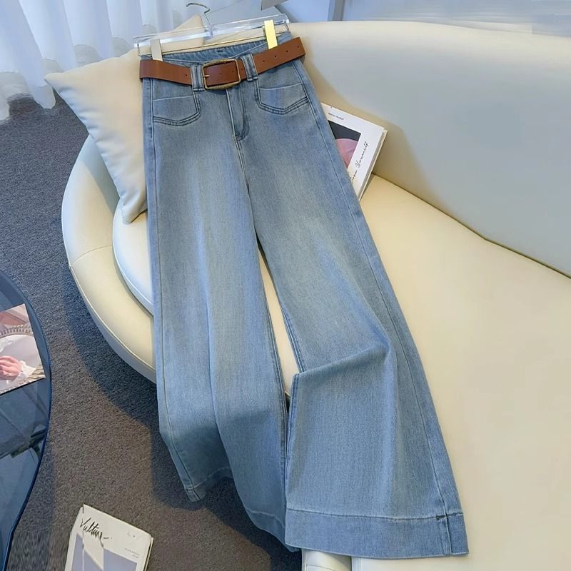 Wholesale Micro-Flared Wide-Leg Jeans for Women in Spring and Autumn New Hot Style Small Light-Colored Straight-Leg Flared Pants