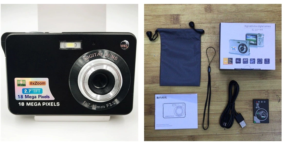 Цифровая камера XD-K09, 18 МП, 2.7" LCD, 8x цифровой зум, запись HD AVI