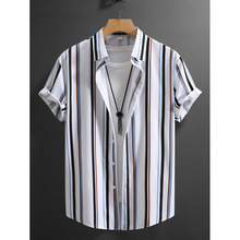 H 24486 Stripe Stand Collar Shirt ���������г����羳����