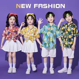 六一儿童演出服啦啦队小学生运动会服装港风复古衬衫幼儿园表演服