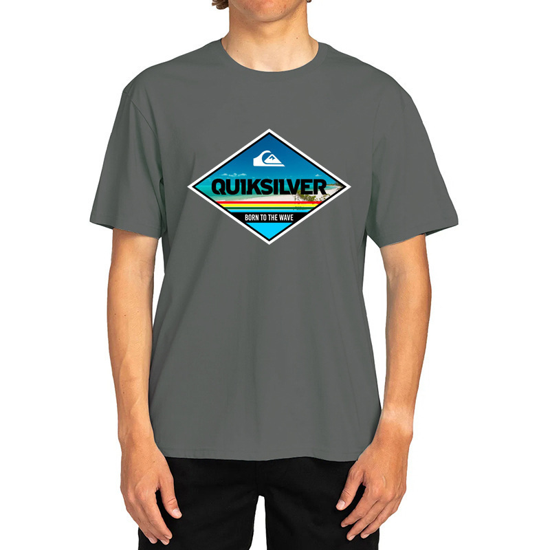 [Cross-Border European Code] Foreign Trade Quiksilver Surf Series Popular Summer Short-Sleeved T-Shirts for Men and Women