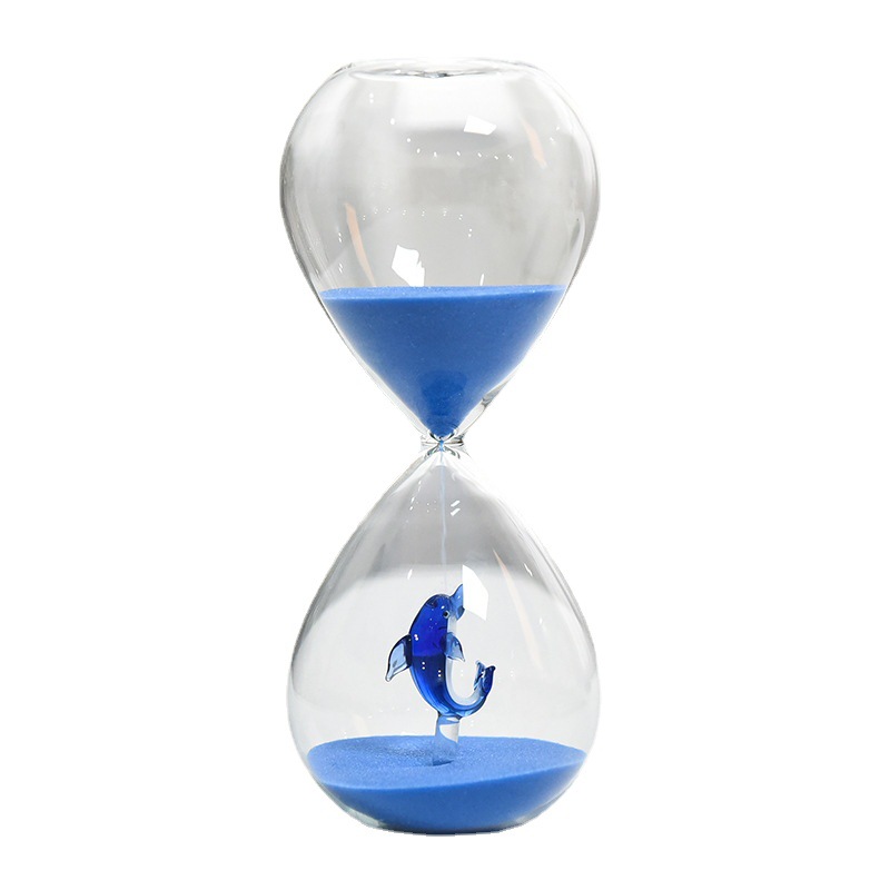 Creativo 30 minutos de Navidad reloj arena temporizador forma animal decoración del hogar artesanía vidrio fábrica al por mayor