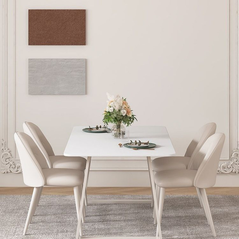 Mesa de comedor de tabla de roca moderna y simple estilo nórdico de crema de estilo doméstico de alta calidad blanca pura mesa de comedor red roja rectangular
