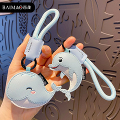漫画革海洋動物キーチェーンペンダントかわいいカピバラクジラカップルキーチェーンリングスクールバッグペンダント
