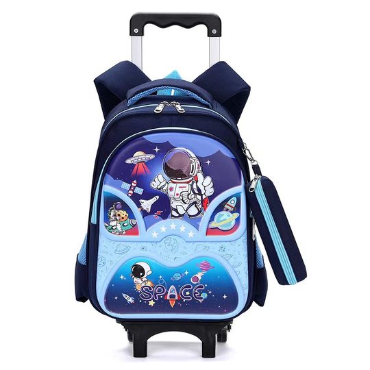 Factory wholesale pull-rod student schoolbag grade 1-3 unicorn cartoon children's shoulder bag ultra-light burden reduction schoolbag