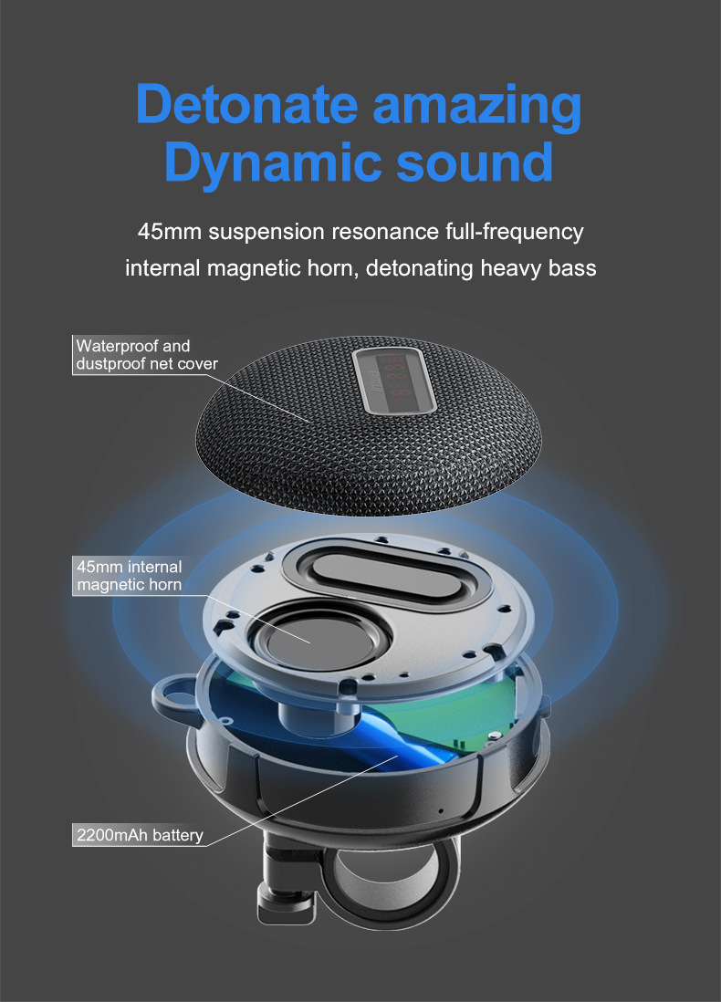 YaShoo wireless speaker - dedicated for outdoor cycling, Bluetooth connection, speed display, waterproof function TF card support, phone answering_voghion.com