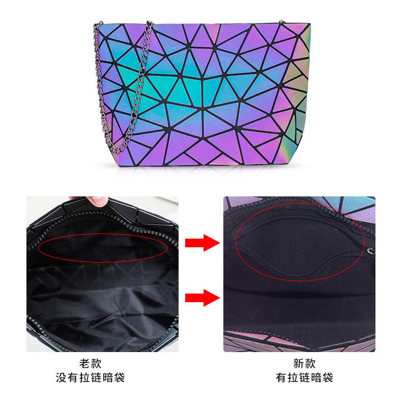 Bolso transfronterizo 2024 bolso de tres piezas de la moda del hombro del todo-fósforo bolsa de mensajero bolso de cubo luminoso geométrico