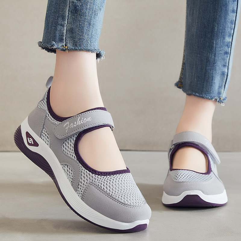 Zapatos mujer 2024 verano nuevo estilo zapatos individuales transfronterizos temu zapatos de madre zapatos casuales de velcro de mediana edad y ancianos