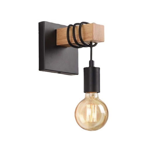 黑色壁灯可调光开关 木艺灯工业农舍壁灯适用于谷仓厨房客厅书房