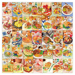 60枚のグルメイラスト漫画シール食品系装飾スーツケースノート携帯ケース素材貼り絵卸売り