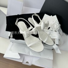 莞产高定2026新款法式仙女风凉鞋女气质名媛一字带露趾高跟凉鞋