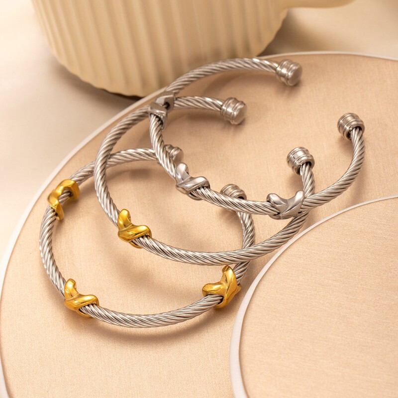 European and American Popular Twist Rope Bracelet Personalized Simple Wire Rope Ins Wind Opening Titanium Steel Women's Cable Bracelet European and American Popular Twist Rope Bracelet Personalized Simple Wire Rope Ins Wind Opening Titanium Steel Women's Cable Bracelet