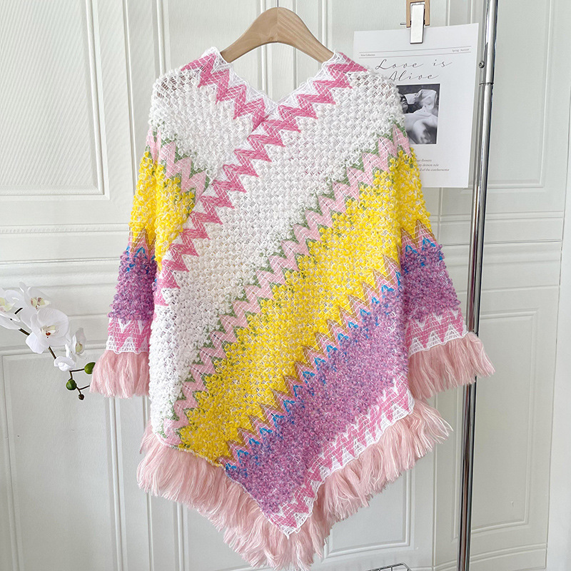 Nacional viento turismo primavera chal femenino irregular cabeza caliente llano borla bufanda fuera con capa